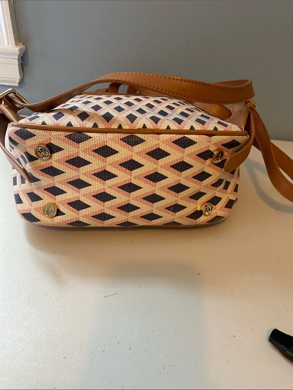 Spartina 449 Pink and Tan Patterned Backpack